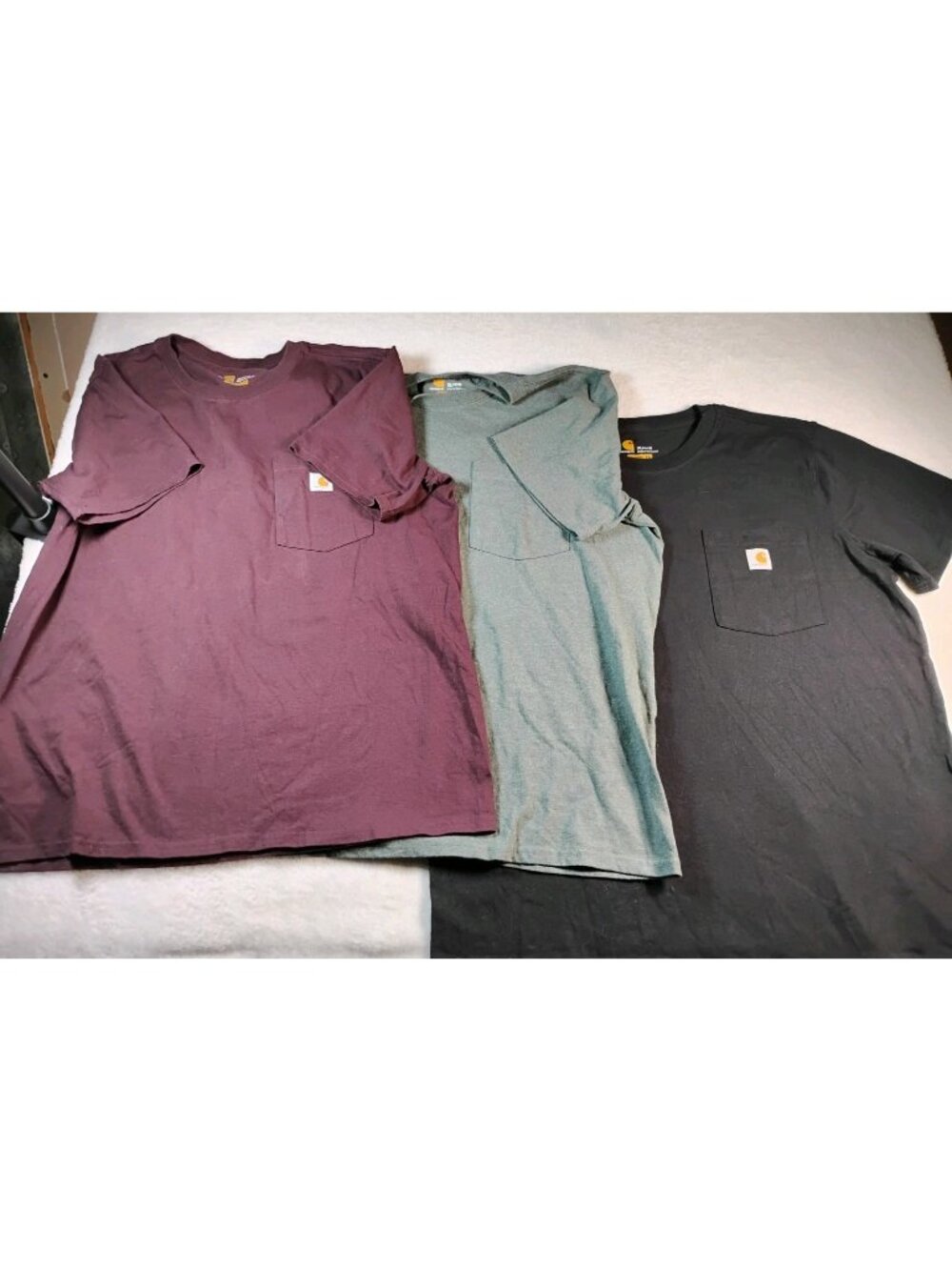 Lot Of 3 Carhartt Pocket Tees Short Sleeve XL Everyday Black Green Burgundy